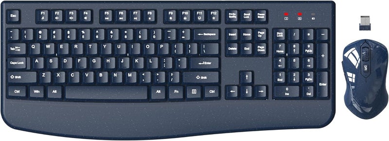 EDJO Wireless Keyboard and Mouse Combo, 2.4G Full-Sized Ergonomic Computer Keyboard with Wrist Rest and 3 Level DPI Adjustable Wireless Mouse for Windows, Mac OS Desktop/Laptop/PC(Galaxy Blue) - Image 1
