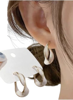YUCCA 1 Pair Round Engraved Design Ear Hoops, Suitable for Women's Daily Wear  - Image 1