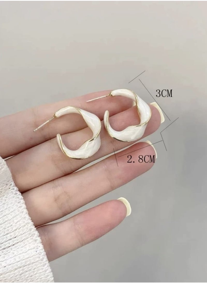 يوكا  حلقات أذن بتصميم مستدير منقوش 1زوج ، مناسبة للارتداء اليومي للنساء  - Image 2