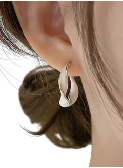 YUCCA 1 Pair Round Engraved Design Ear Hoops, Suitable for Women's Daily Wear  - Image 4