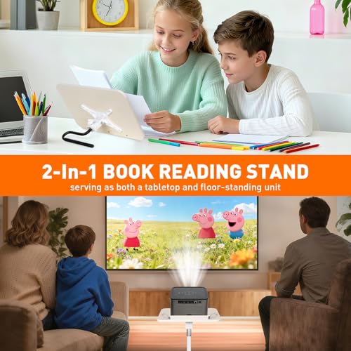 TNNOP 2-in-1 Floor Standing Book Stand, Foldable Book Holder for Reading with Page Clips, 19"–51" Height Adjustable, Sturdy Podium Stand for Reading, Bible, Laptop, Cookbooks, or Projector - Image 2