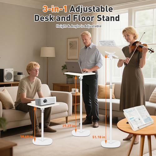 TNNOP 2-in-1 Floor Standing Book Stand, Foldable Book Holder for Reading with Page Clips, 19"–51" Height Adjustable, Sturdy Podium Stand for Reading, Bible, Laptop, Cookbooks, or Projector - Image 3