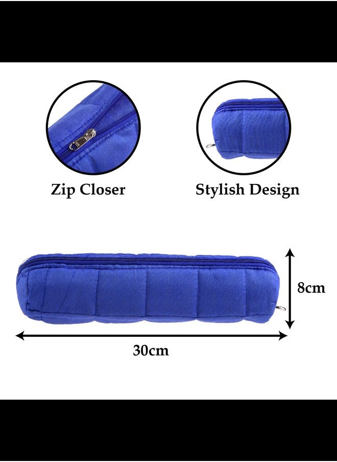 Kuber Industries Kuber Industries Single Rod Bangle Box | Polyester Watch Organizer for Small Jewellery | Travelling Bracelets Organizer with Zipper | Blue  - Image 3