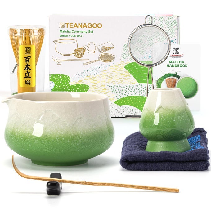 7 PCS MATCHA WHISK SETGREEN MATCHA SET CEREMONY MATCHA POWDER KITMATCHA TEA SET FOR MAKING LATTEMATCHA WHISK SET AND BOWL WITH SCOOPSIFTERFUJI DESIGN CERAMIC BOWLGIFT FOR MATCHA LOVERS