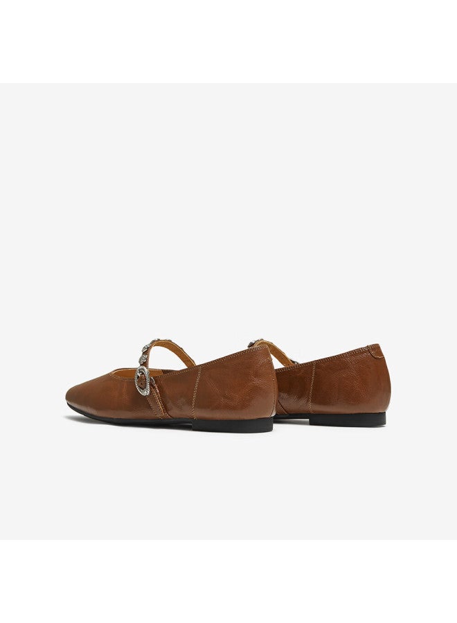 Basto 25 Autumn Mary Jane Retro Low-cut Women's Flats Bn756cq5 Brown Size 37 - Image 2