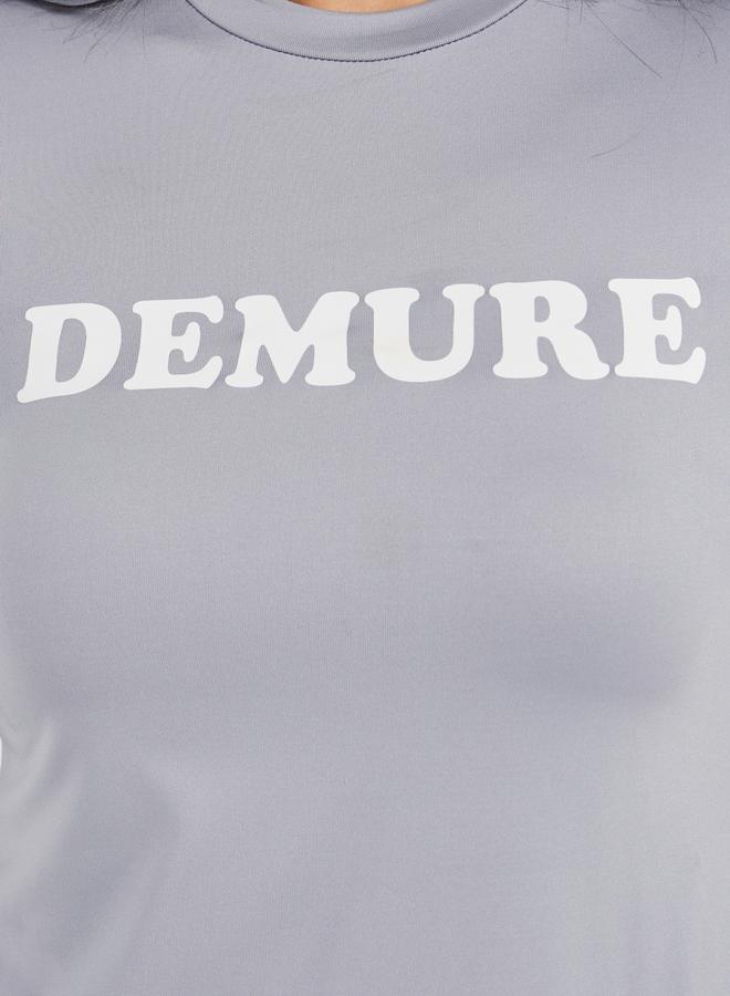 Styli Slogan Print Round Neck Crop T-Shirt  - Image 3