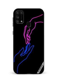 Protective Case Cover For Samsung Galaxy M31/M31 Prime Hands In Neon Lights Design Multicolour