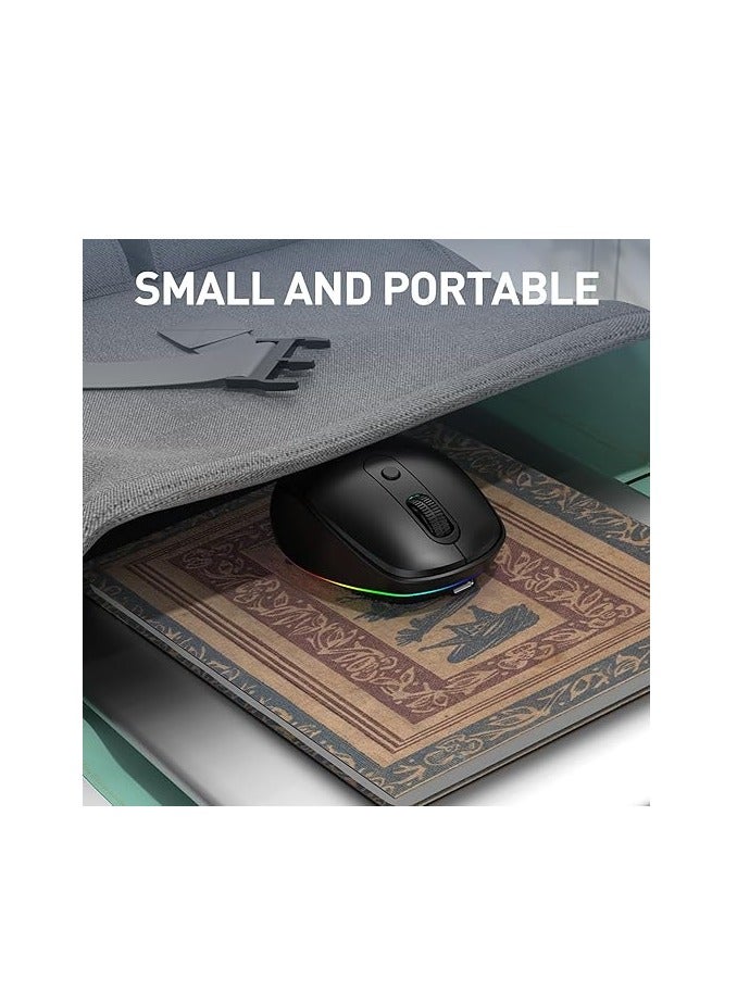 F&D 2.4GHz Rechargeable LED Wireless Mouse with USB Nano Receiver Built-in 3.7V 400mAh Battery 1600 DPI Portable for Laptop, PC, MacBook, Chromebook M900S Black - Image 4