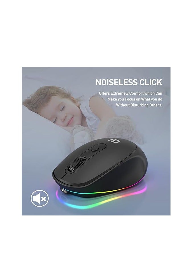 F&D 2.4GHz Rechargeable LED Wireless Mouse with USB Nano Receiver Built-in 3.7V 400mAh Battery 1600 DPI Portable for Laptop, PC, MacBook, Chromebook M900S Black - Image 5