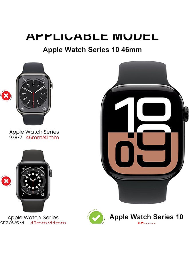 O Ozone (Pack of 2) Screen Protector for Apple Watch Series 10 46mm, Self-Healing HD Clear Flexible TPU Film,Easy Installation - Black - Image 2