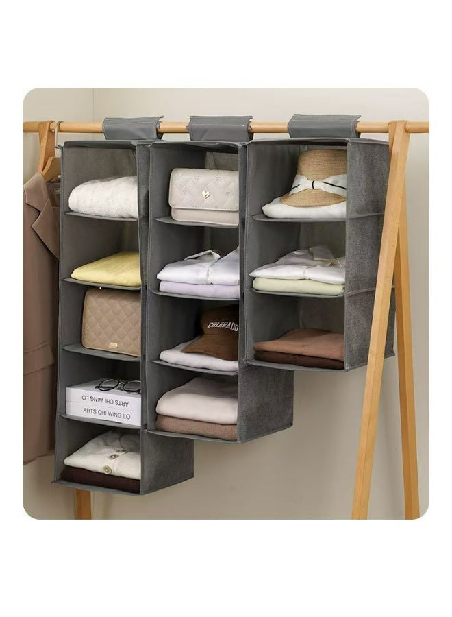 Hanging Closet Organizer 5-Shelf Hanging Shelves Collapsible Hanging Storage Shelf for Bedroom College Dorm Pantry Camper RV, Grey - Image 4