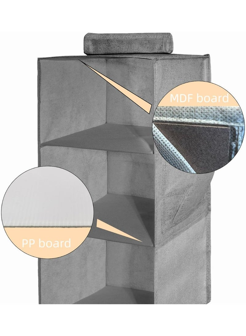 Hanging Closet Organizer 5-Shelf Hanging Shelves Collapsible Hanging Storage Shelf for Bedroom College Dorm Pantry Camper RV, Grey - Image 1