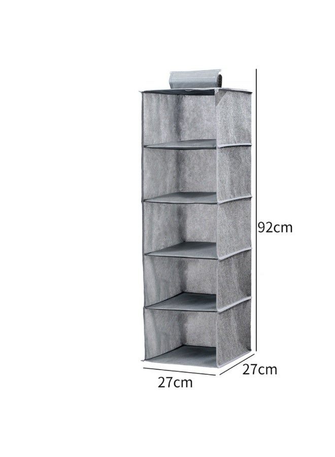 Hanging Closet Organizer 5-Shelf Hanging Shelves Collapsible Hanging Storage Shelf for Bedroom College Dorm Pantry Camper RV, Grey - Image 5