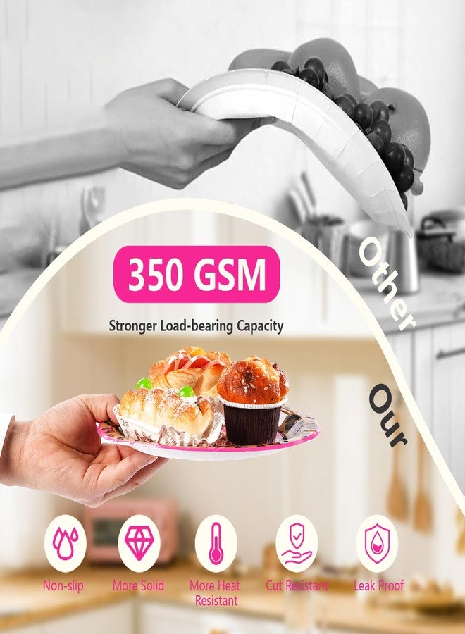 Grencian 96Pcs Leopard Print Party Supplies Hot Pink Cheetah Print Plates and Napkins Tableware Sets Animal Jungle Safari Birthday Decorations for Safari Animal Leopard Theme Baby Shower Party Serves 24 - Image 5