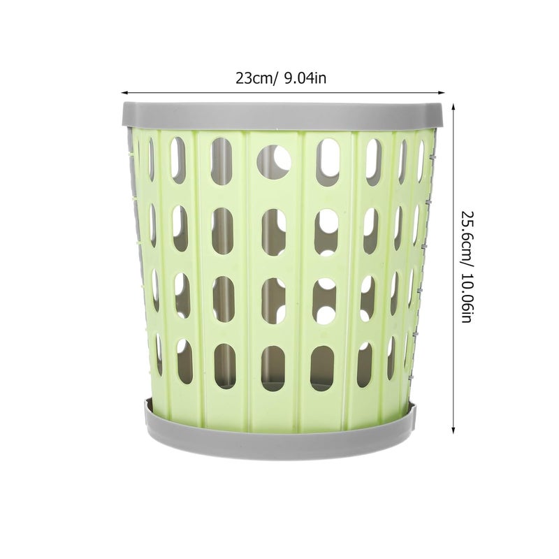 Folding Plastic Trash Can Without Lid, Small Space-Saving Wastebasket in Gray-Green, Portable Household Garbage Bin for Bedroom, Office, Bathroom Use - Image 2