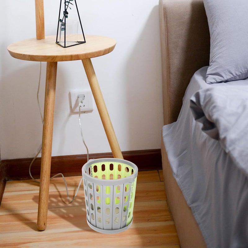 Folding Plastic Trash Can Without Lid, Small Space-Saving Wastebasket in Gray-Green, Portable Household Garbage Bin for Bedroom, Office, Bathroom Use - Image 5