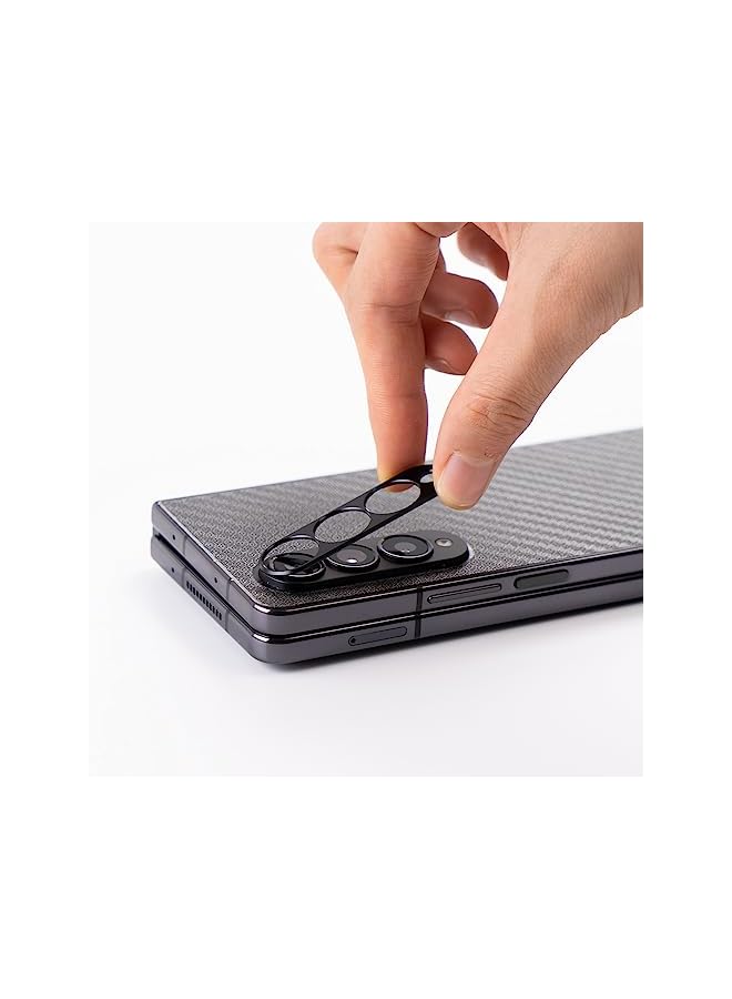 Ibywind Screen Protector For Samsung Galaxy Z Fold4 5G 6.2 Inches With 2 Pcs Tempered Glass 1Pc Camera Lens Protector 1Pc Backing Carbon Fiber Film Fingerprint Reader Easy To Install - Image 5