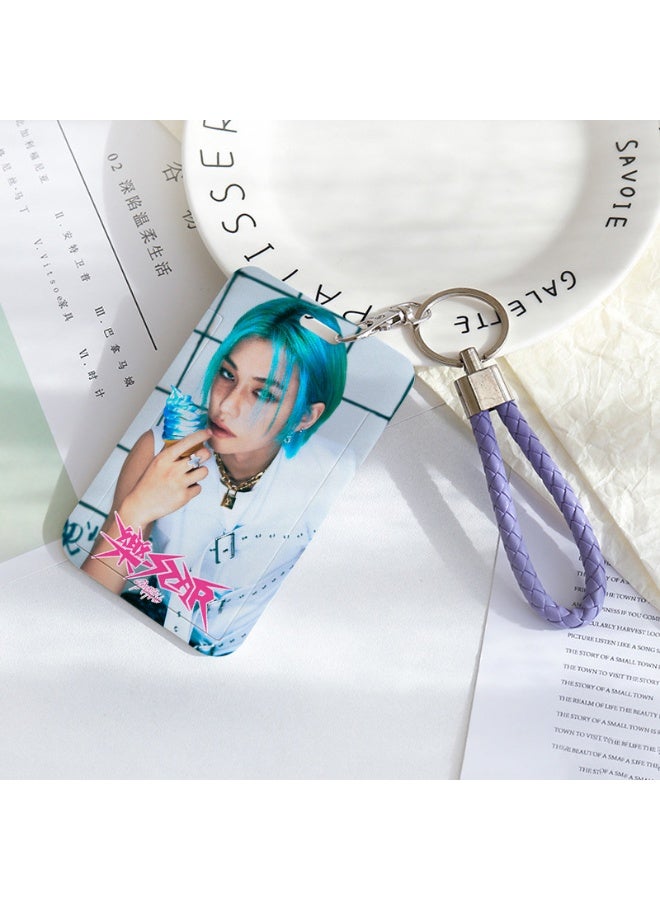 NIBEMINENT 1 - Piece STRAYKIDS Kpop Photo Card Holder Pendant Key Chain ID Badge Holder ID Card Holder Photo Card Protector for School ID Office ID Access Card for Women Girls