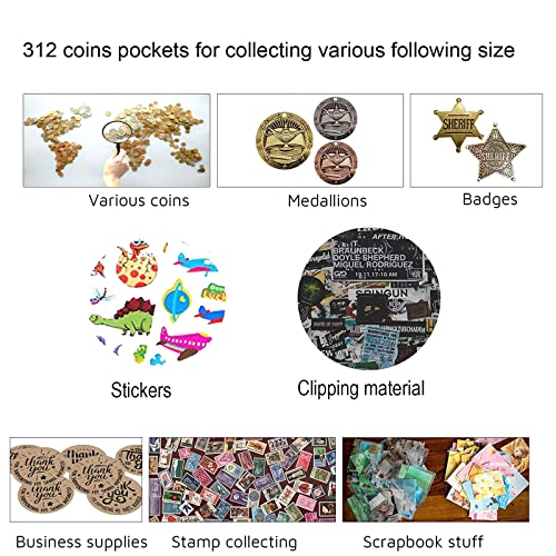 AITIME Coin Album, Coin Collection Holder, AITIME 312 Pockets Coin Collection Holder Album for Collectors, Coin Collection Book to Storage Penny to Dollar Coins - Image 5