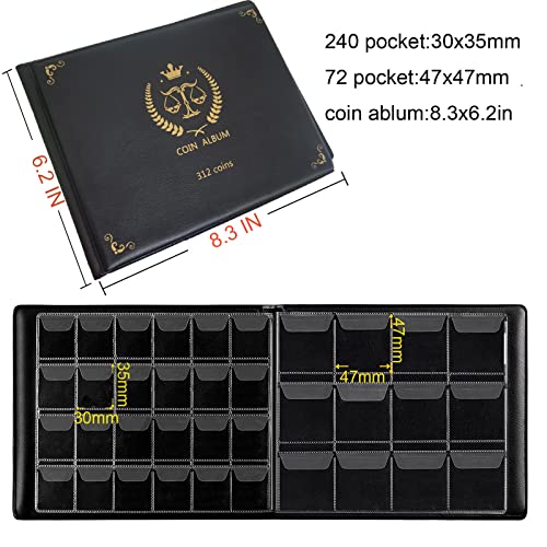 AITIME Coin Album, Coin Collection Holder, AITIME 312 Pockets Coin Collection Holder Album for Collectors, Coin Collection Book to Storage Penny to Dollar Coins - Image 4