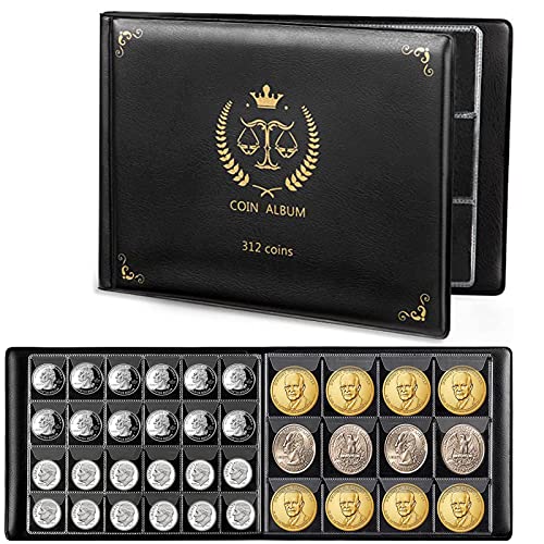 AITIME Coin Album, Coin Collection Holder, AITIME 312 Pockets Coin Collection Holder Album for Collectors, Coin Collection Book to Storage Penny to Dollar Coins - Image 1