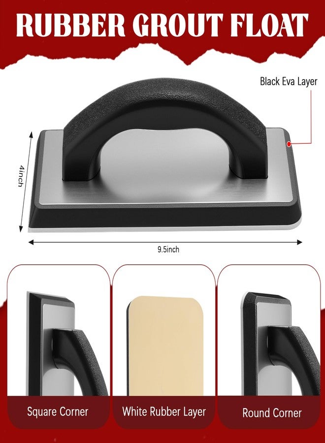 Leriton 5/16 Tile Tools Stainless Steel Square Notch Trowel Set Plus Rubber Grout Float Made of Premium Stainless Steel for Tile Cement, Concrete, Masonry Installation Work - Image 3