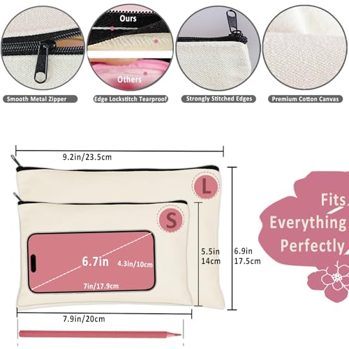 Koolmox Canvas Zipper Pouch Bulk, 20 Pack 9x7'' Large Canvas Makeup Bags Plain for Women to Personalize Decorate Tie Dye Vinyl Print into Cosmetic Bags Travel Toiletry Pouch Pen Coin Bag - Image 2