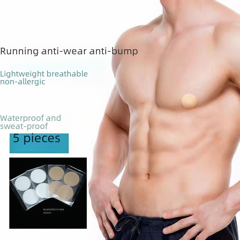 Mens Invisible Nipple Covers Anti-Chafing Marathon Pads Skin color (10 stickers and 5 pairs) - Image 2