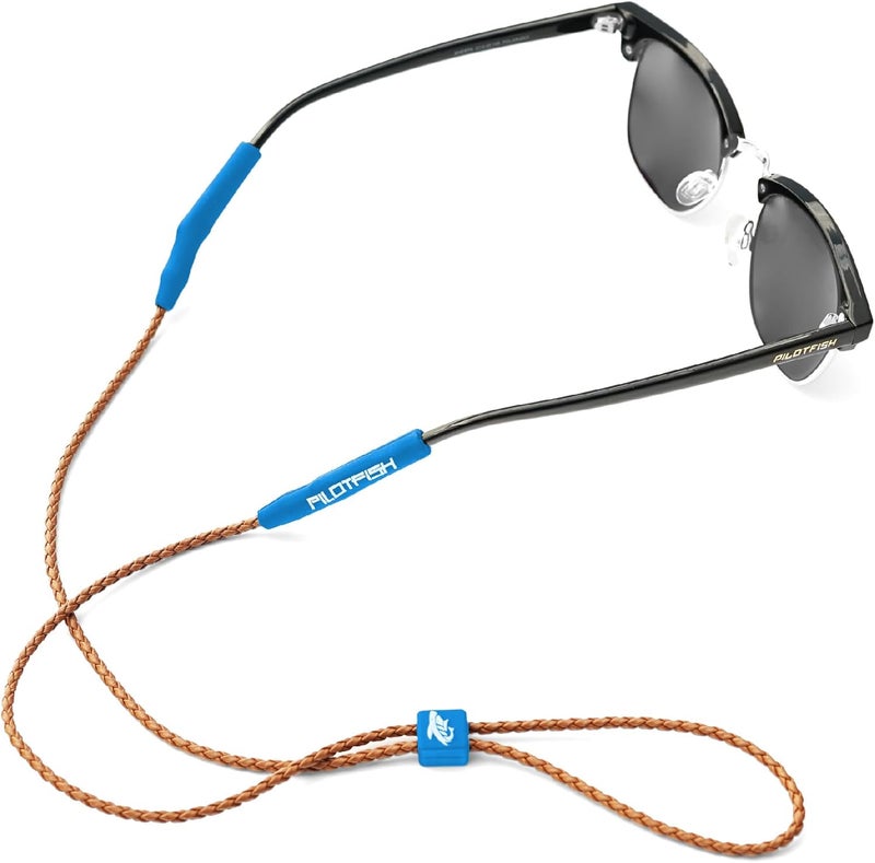 Pilotfish Leather Sunglasses Strap - Glasses Retainer Cord for Men or Women, Secure Chain Eyeglass or Sunglass Holder - Image 1