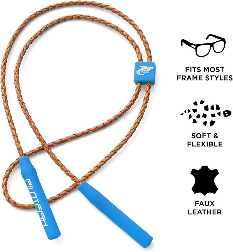 Pilotfish Leather Sunglasses Strap - Glasses Retainer Cord for Men or Women, Secure Chain Eyeglass or Sunglass Holder - Image 2