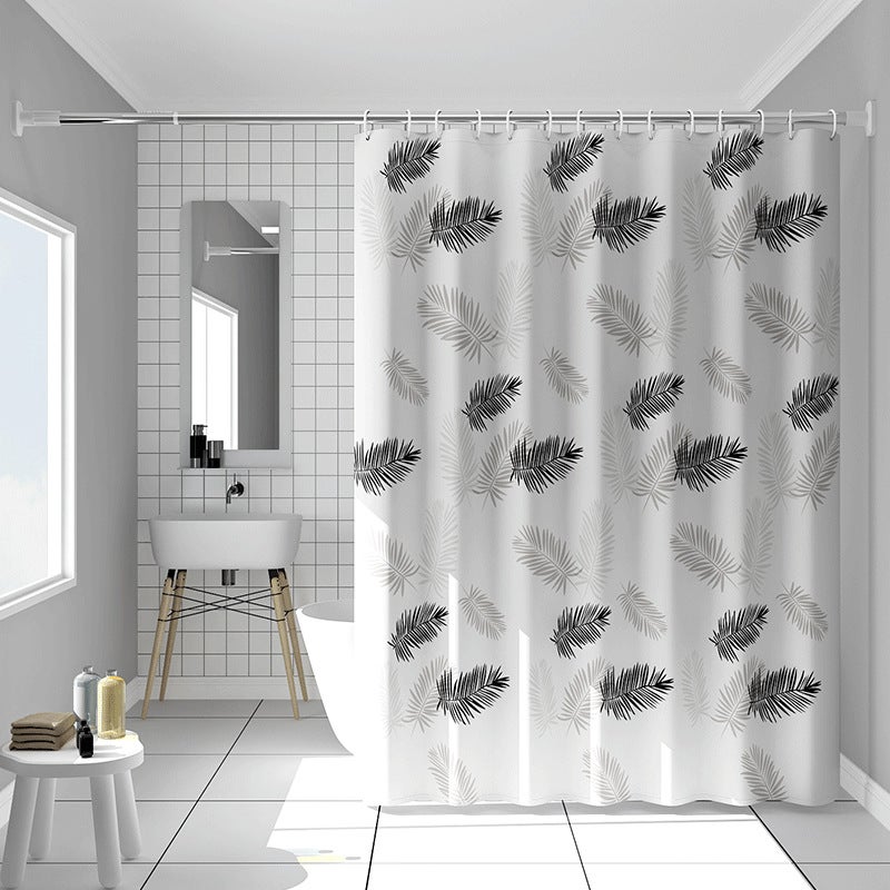 Waterproof Mold-Resistant PEVA Shower Curtain Black leaves 