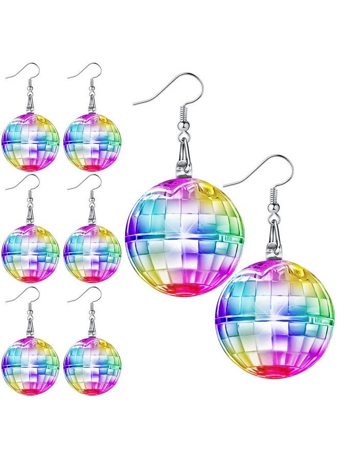 Henoyso 4 Pairs Light up Disco Ball Earrings LED 60s 70s Light Earrings for Women Girls Bachelorette Party Dance Party Costume Accessories(Multicolor) - Image 1