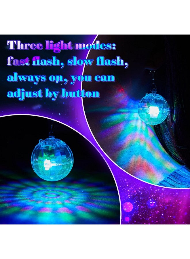 Henoyso 4 Pairs Light up Disco Ball Earrings LED 60s 70s Light Earrings for Women Girls Bachelorette Party Dance Party Costume Accessories(Multicolor) - Image 2