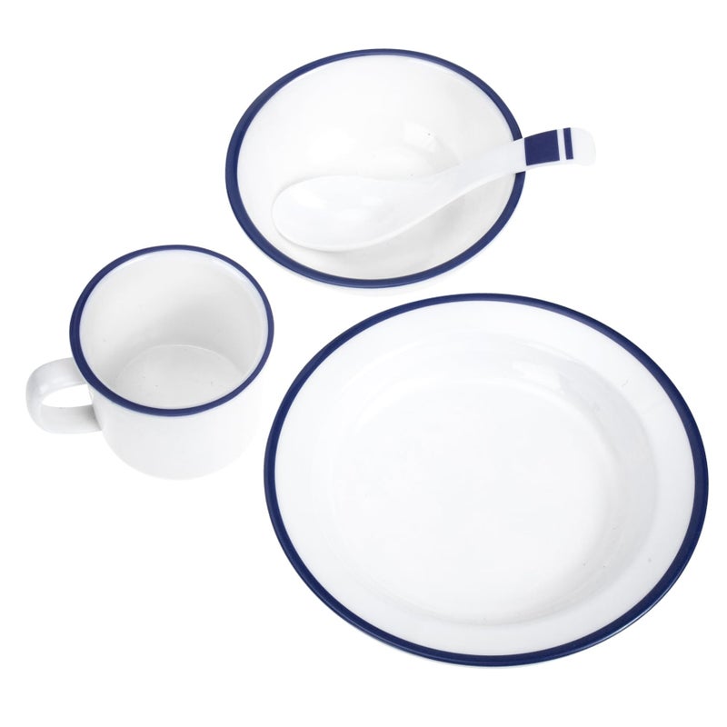 White Asian Style Dinnerware Set with Bowls Plates and Cups for Soup Rice Salad Indoor Outdoor Use - Image 2