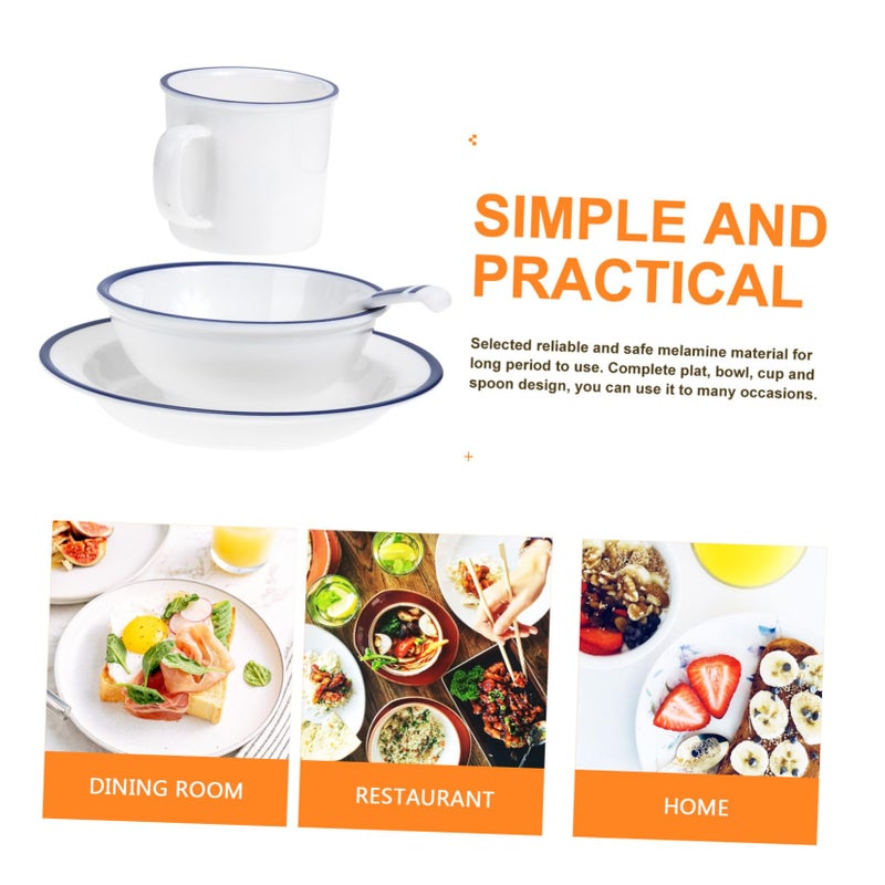 White Asian Style Dinnerware Set with Bowls Plates and Cups for Soup Rice Salad Indoor Outdoor Use - Image 5