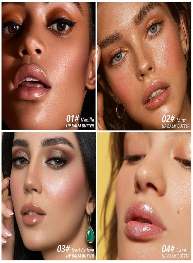 FeiCuiYun 4 قطع مرطب شفاه صيفي، مرطب شفاه نباتي طبيعي فائق الترطيب، لمعان وترطيب شفاف، يلطف وينعم الشفاه الجافة، مرطب شفاه (#1+2#+3#+4#) - Image 2