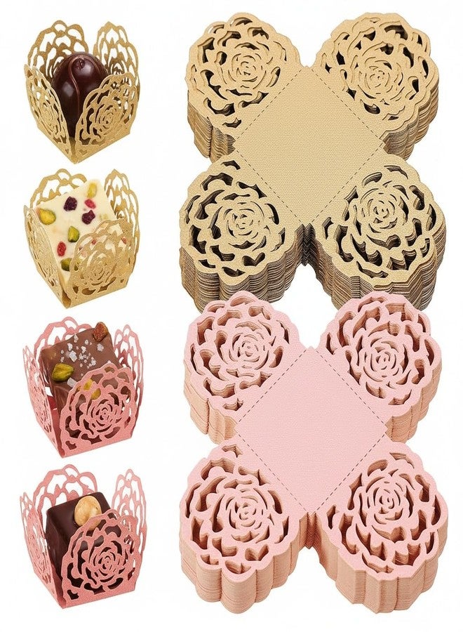 HEALEEP 100Pcs Truffle Wrappers Liners Cups, 1.37x1.37x1.3 inch Chocolate Wrappers Candy Cups, Mini Flared Packing Paper for Shower Birthday Wedding Party Favors - Image 1