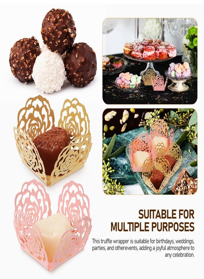 HEALEEP 100Pcs Truffle Wrappers Liners Cups, 1.37x1.37x1.3 inch Chocolate Wrappers Candy Cups, Mini Flared Packing Paper for Shower Birthday Wedding Party Favors - Image 3