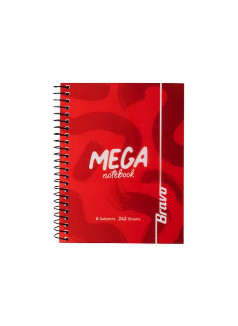 New Mega Notebook medium - 6 Subjects – Red