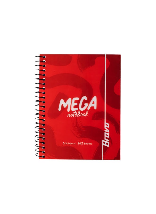Bravo - New Mega Notebook medium - 6 Subjects – Red - Image 1
