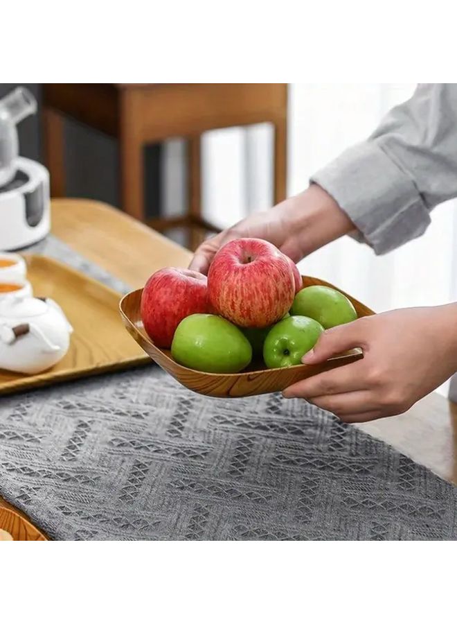 Set of 5 Wooden Look Serving Platters Party Tray Durable Plastic - Image 4