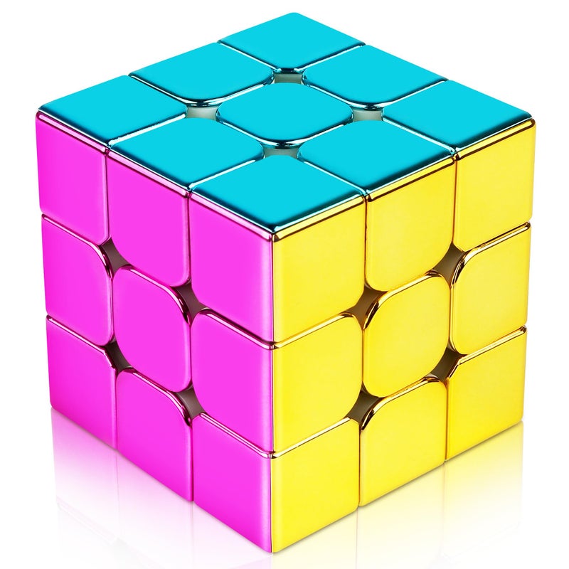 D-FantiX Mirror Reflective Magnetic Speed Cube 3x3x3, Cyclone Boys Original Stickerless Magic Cube, Unique Shiny Metallic Color Speedcube with Display Stand, Birthday Gift Ideas for Boys Girls Adults - Image 1