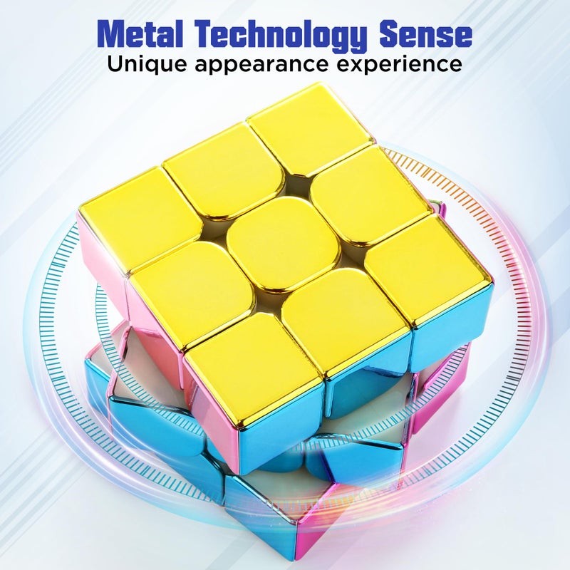 D-FantiX Mirror Reflective Magnetic Speed Cube 3x3x3, Cyclone Boys Original Stickerless Magic Cube, Unique Shiny Metallic Color Speedcube with Display Stand, Birthday Gift Ideas for Boys Girls Adults - Image 4