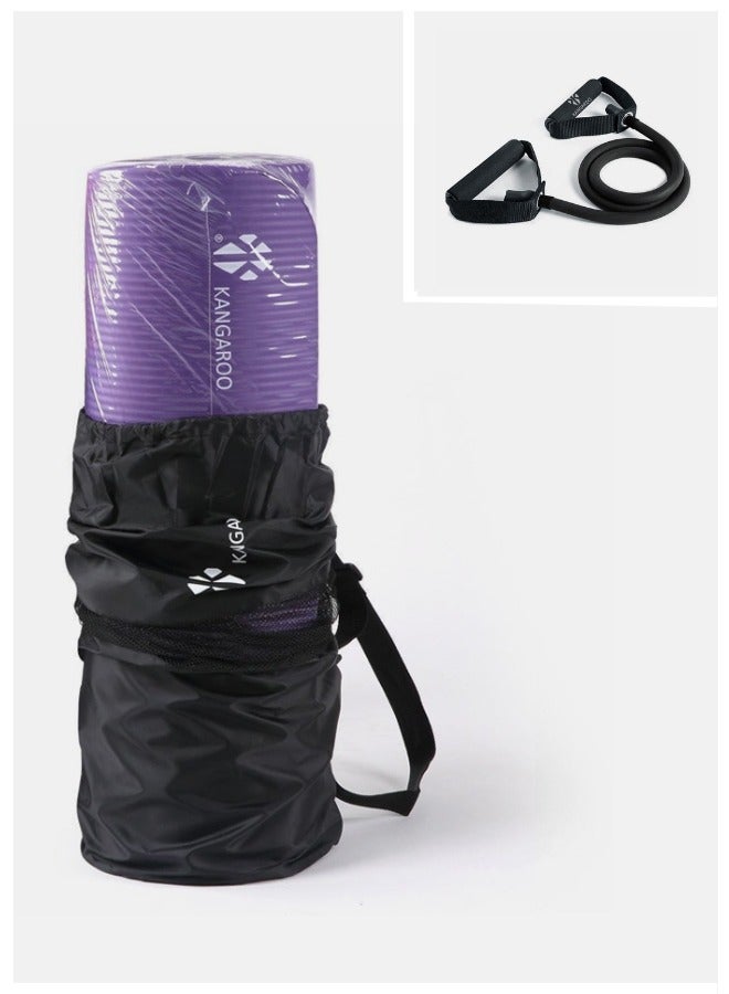 كانجرو مجموعة فرشة التمارين سمك 15 ملي بنفسجي مع حبل مقاومة اسود مفرد