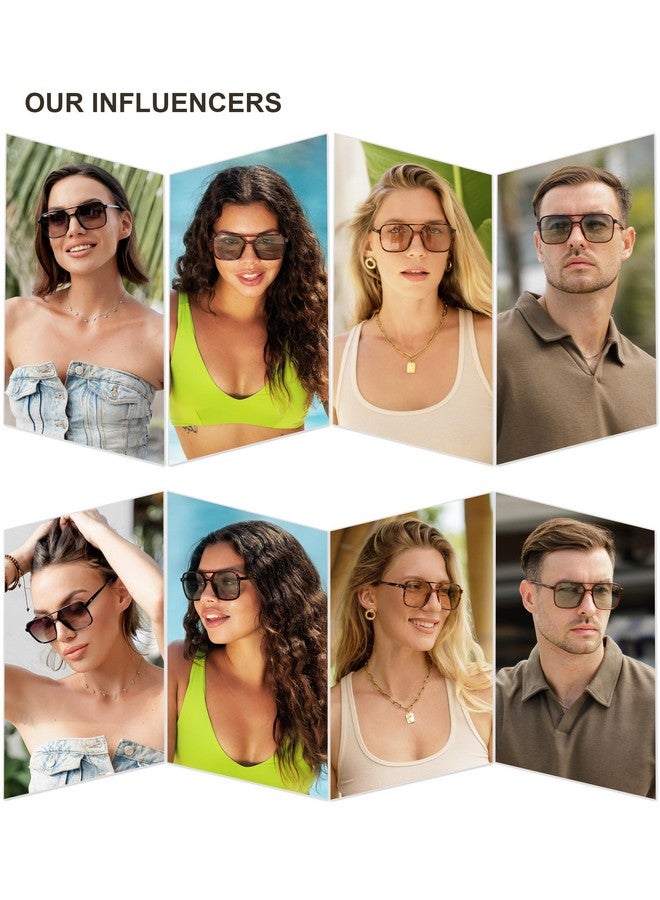 سوجوز نظارة شمسية مربعة عصرية عتيقة للنساء، نظارات شمسية للرجال من طراز ريترو 70S Uv400 للنساء Sj2327، لون بني سلحفاة - Image 2