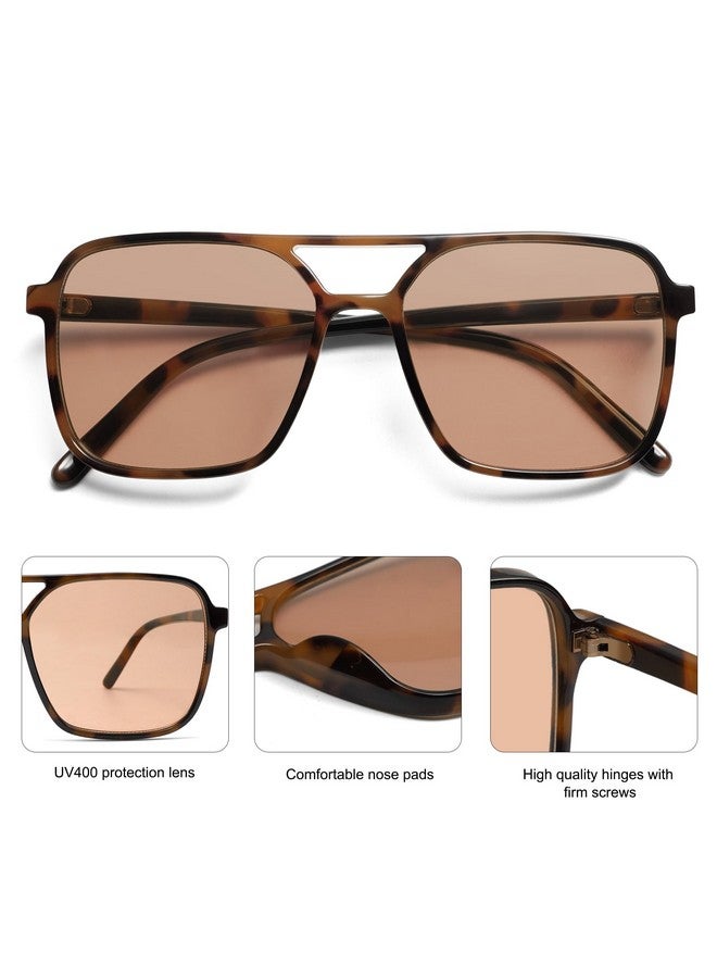 سوجوز نظارة شمسية مربعة عصرية عتيقة للنساء، نظارات شمسية للرجال من طراز ريترو 70S Uv400 للنساء Sj2327، لون بني سلحفاة - Image 4
