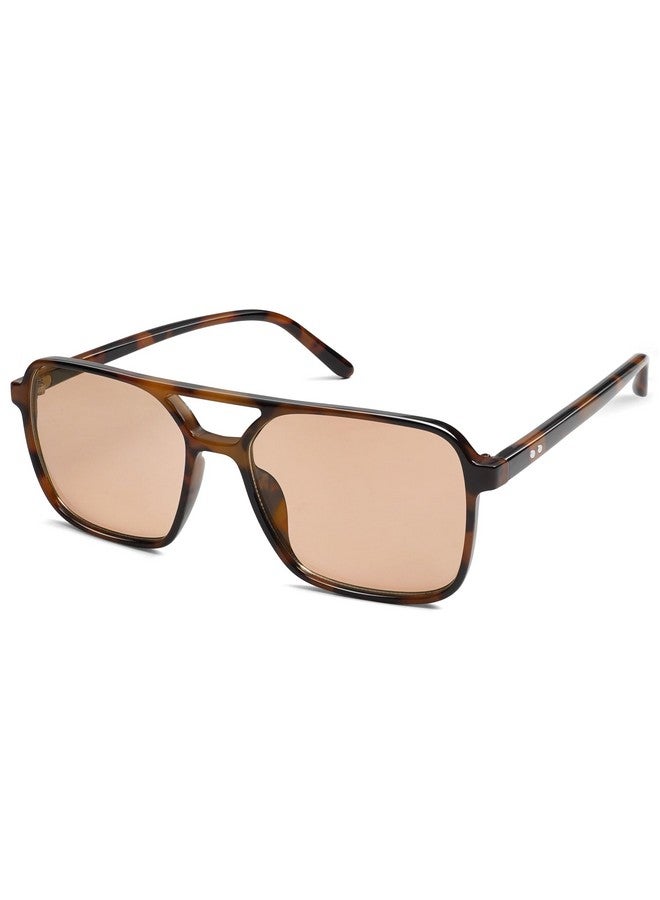 سوجوز نظارة شمسية مربعة عصرية عتيقة للنساء، نظارات شمسية للرجال من طراز ريترو 70S Uv400 للنساء Sj2327، لون بني سلحفاة - Image 3