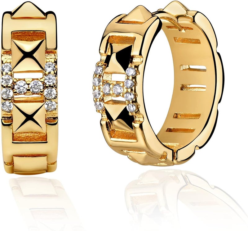 VACRONA Cubic Zirconia Huggie Earrings 14k Gold Plated Tiny Earrings Small Huggie Hoop Earrings Simple Lightweight Hoops Gift for Women - Image 1
