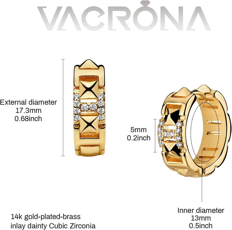 VACRONA Cubic Zirconia Huggie Earrings 14k Gold Plated Tiny Earrings Small Huggie Hoop Earrings Simple Lightweight Hoops Gift for Women - Image 4