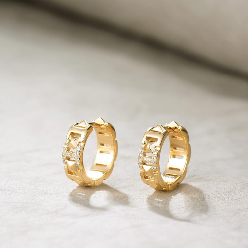 VACRONA Cubic Zirconia Huggie Earrings 14k Gold Plated Tiny Earrings Small Huggie Hoop Earrings Simple Lightweight Hoops Gift for Women - Image 5